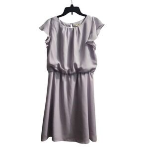 Gianni Bini Lavender Dress Ruffle Sleeve Elastic Waist Casual Size L